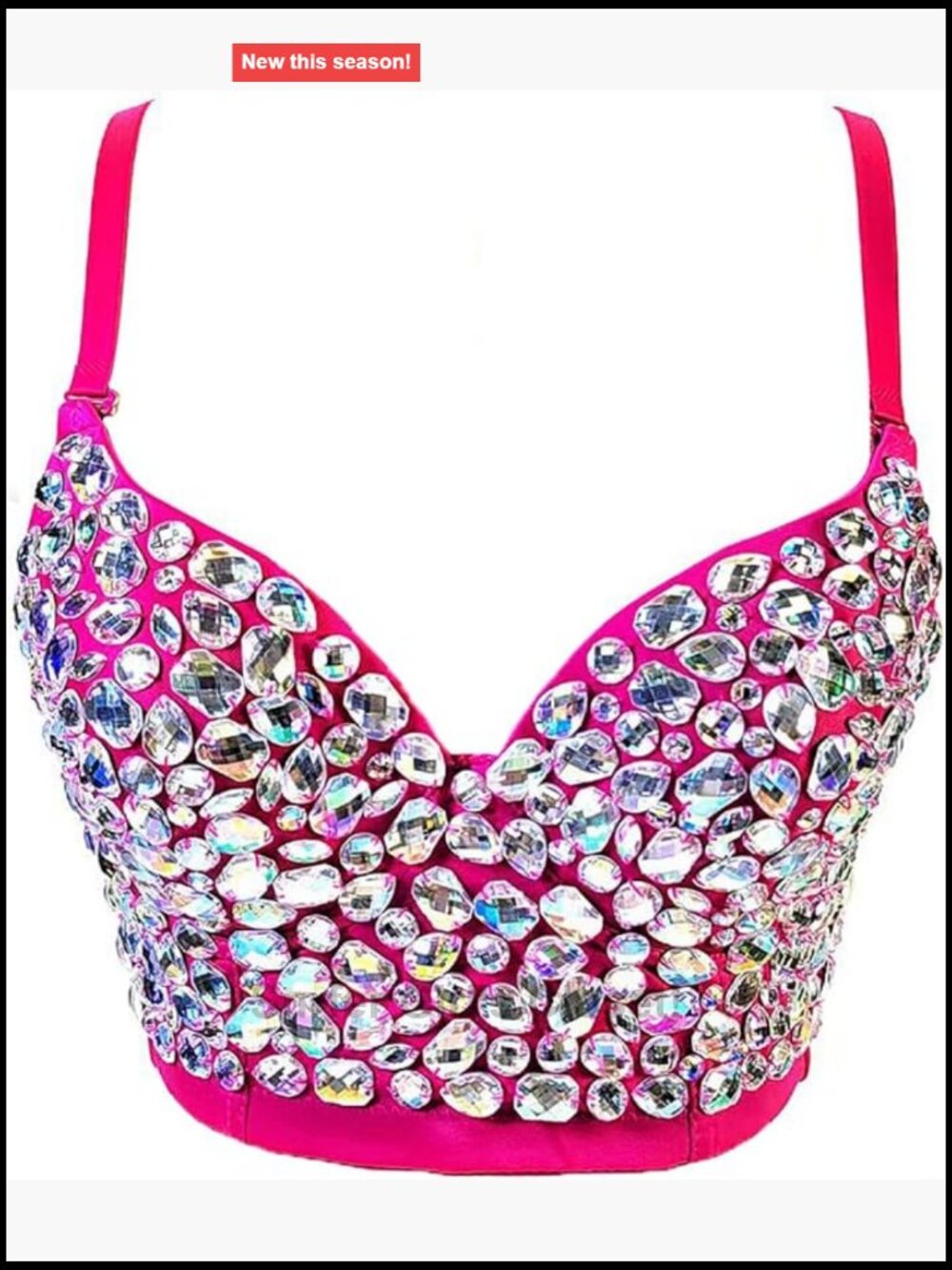 PU Leather Bustier Crop Top Corset Push Up Rhinestone Party Camisole
